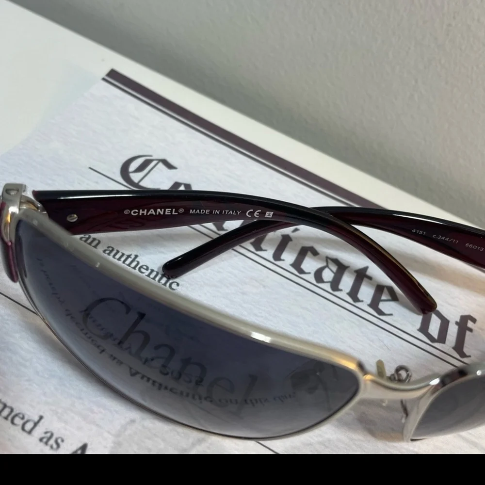 CHANEL Silver and Black Designer Sunglasses Sleek Sporty Design - Picture 4 of 6